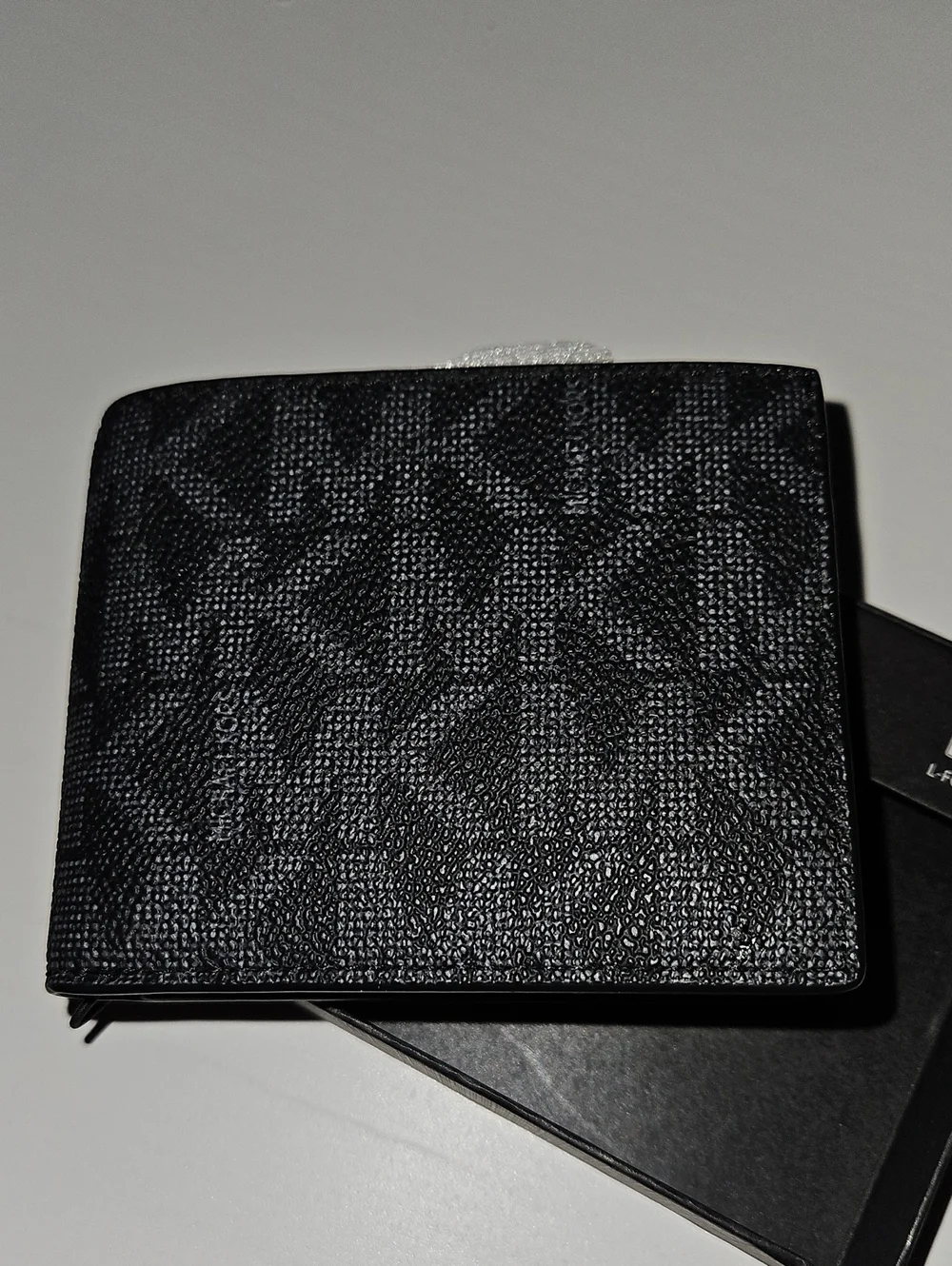 Michael Kors Jet Set Black MK Logo Monogram Slim Bifold Wallet Men's NWT Box